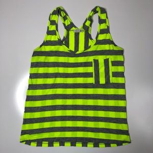 Cedar Tree Yellow Striped Referee Pocket Tank Top